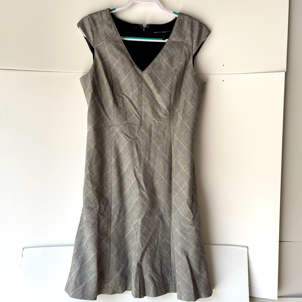 White House Black Market WHBM Plaid Dress Career Office Work wear Dress, Sz 12